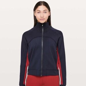 EUC Lululemon Womens Cover your tracks Navy and Red Jacket Size 6